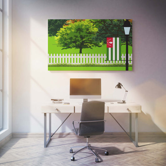 Abkhazia Trees Street Lamp Canvas Print Framed