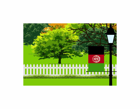 Afghanistan Trees Street Lamp Canvas Print Framed