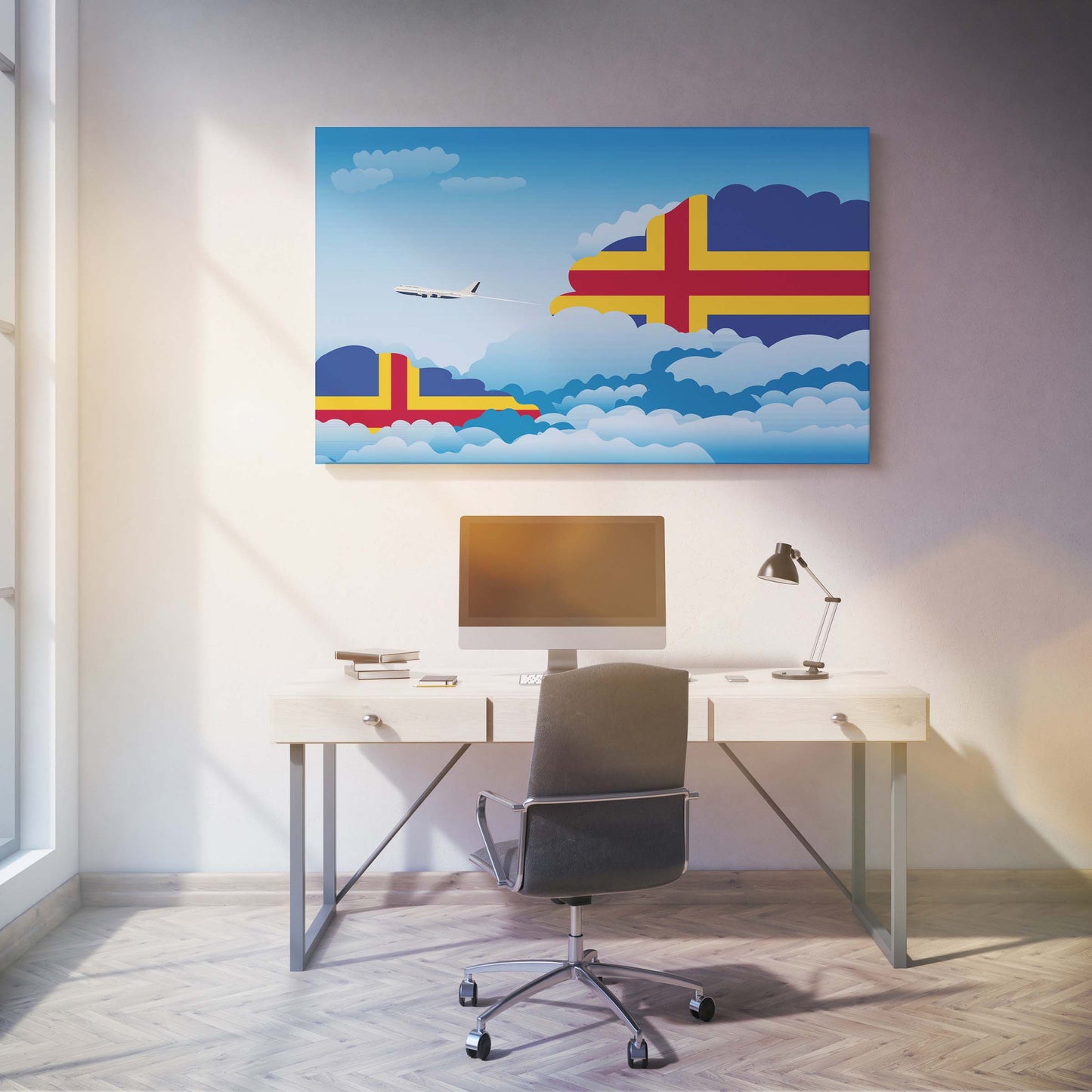 Aland Day Clouds Canvas Print Framed