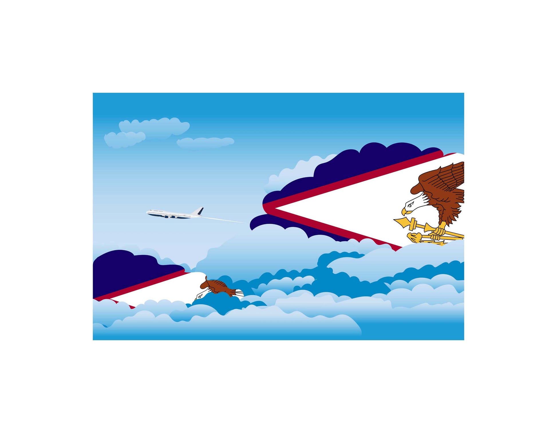 American Samoa Day Clouds Canvas Print Framed