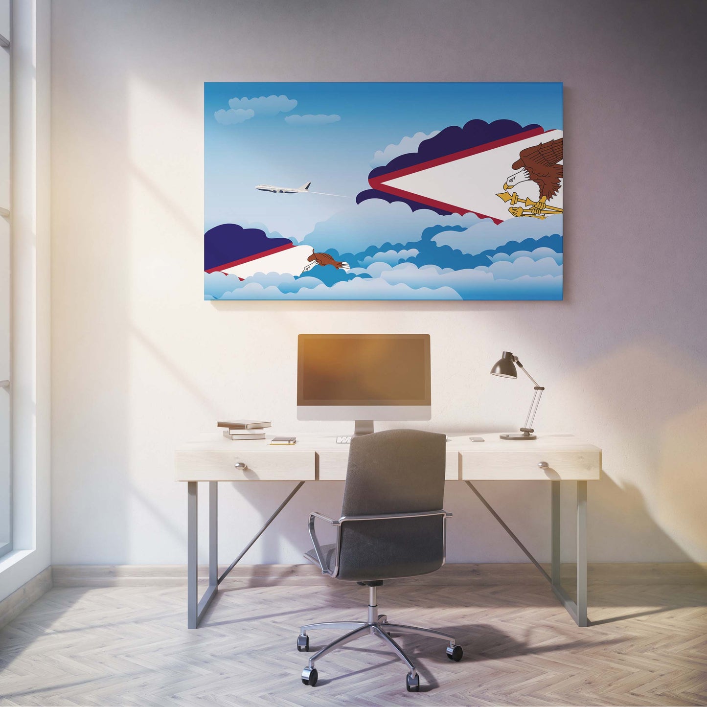 American Samoa Day Clouds Canvas Print Framed