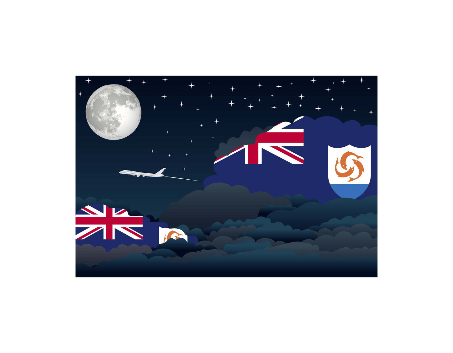 Anguilla Night Clouds Canvas Print Framed