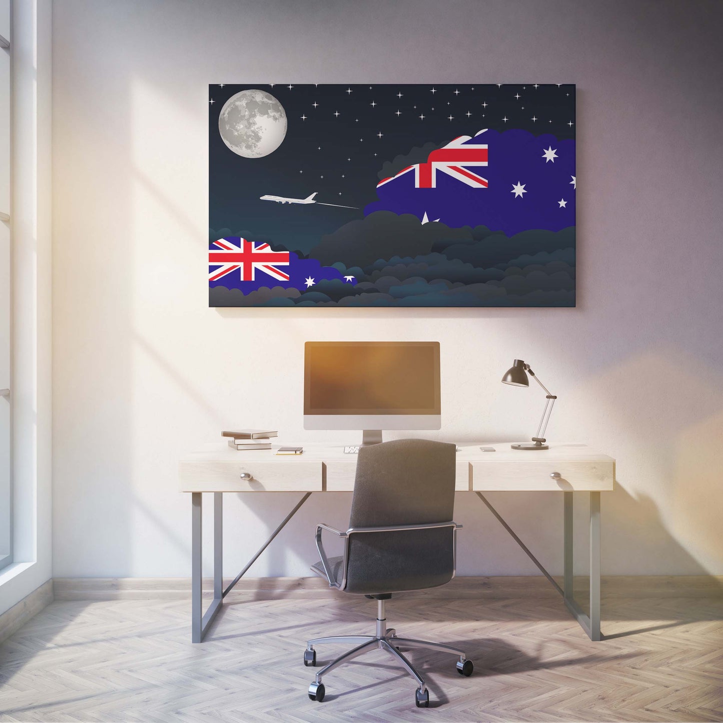 Australia Night Clouds Canvas Print Framed