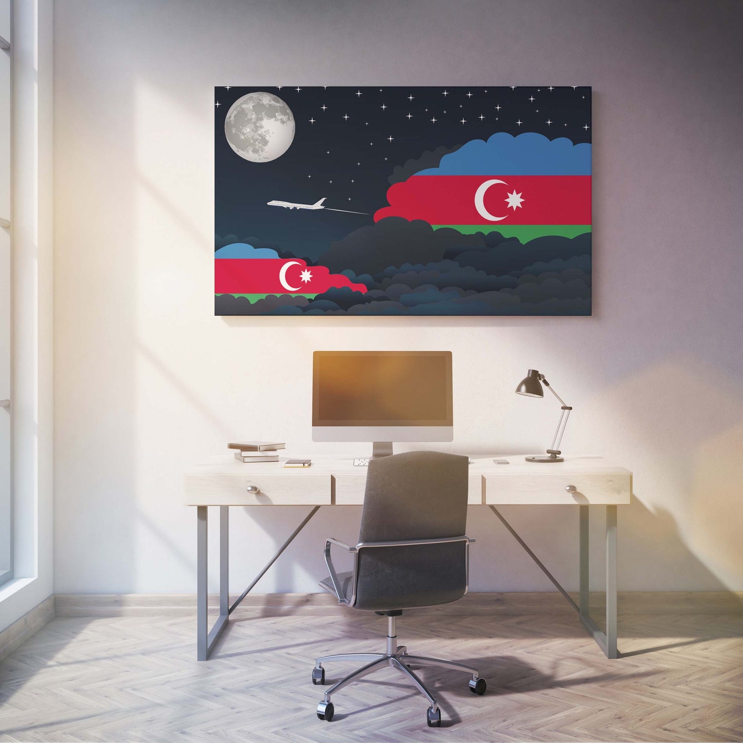 Azerbaijan Night Clouds Canvas Print Framed