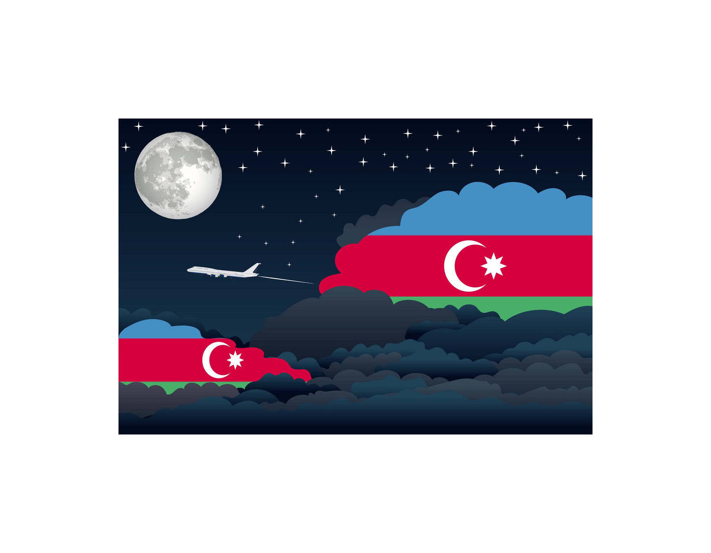 Azerbaijan Night Clouds Canvas Print Framed