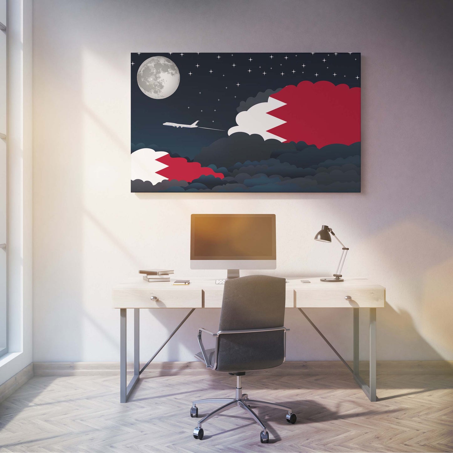 Bahrain Night Clouds Canvas Print Framed
