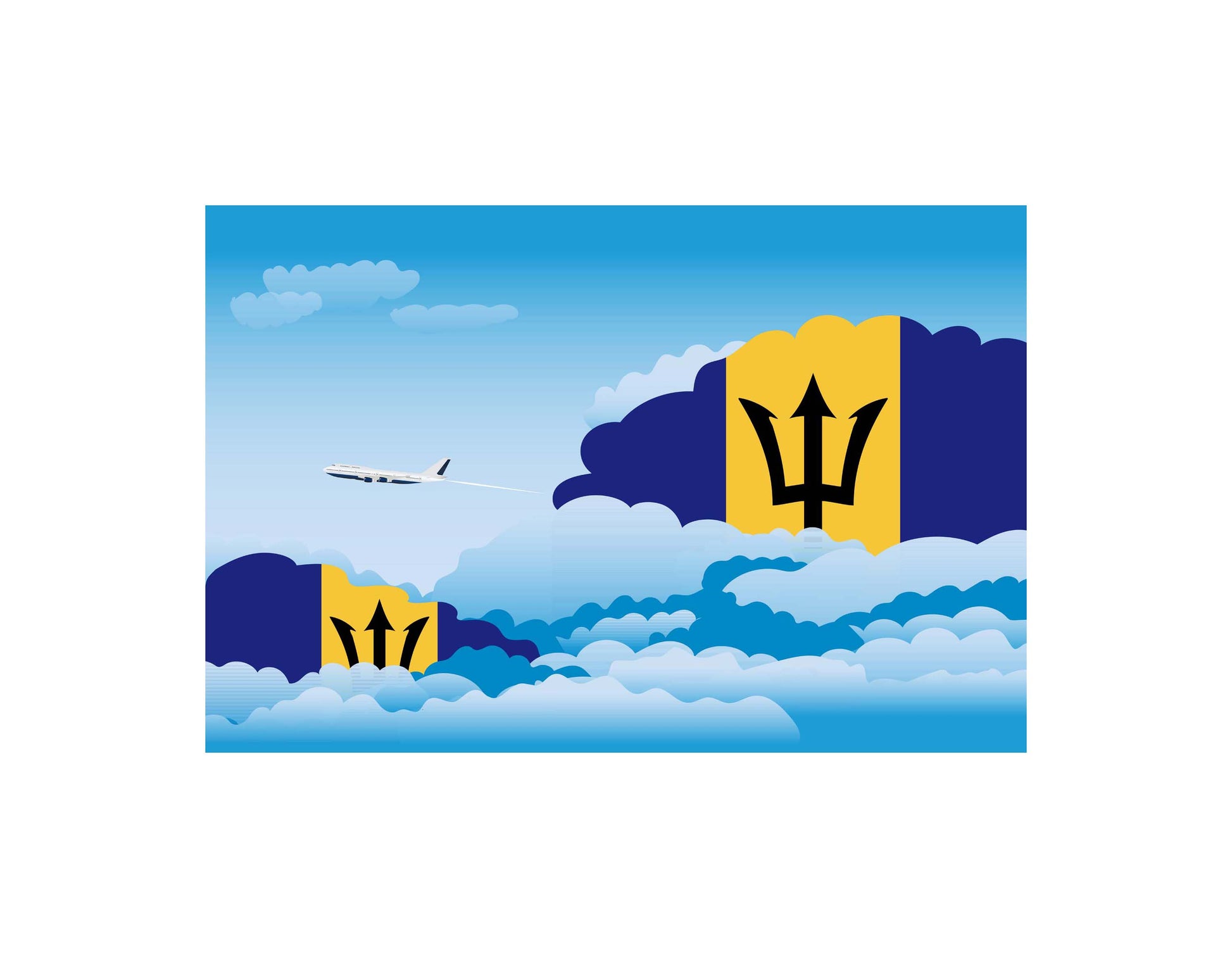 Barbados Day Clouds Canvas Print Framed