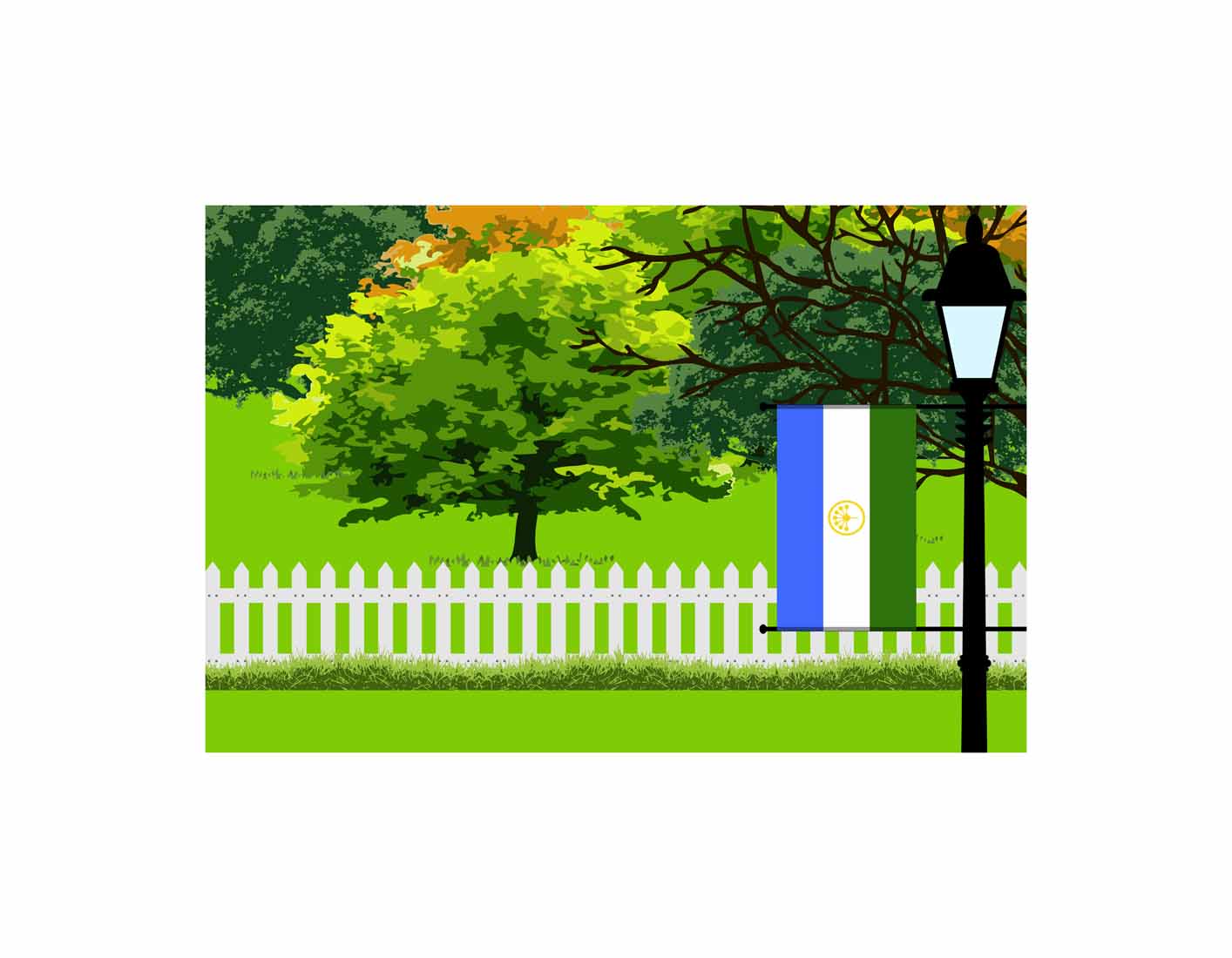 Bashkortostan Trees Street Lamp Canvas Print Framed