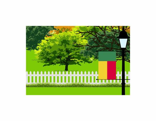 Benin Trees Street Lamp Canvas Print Framed