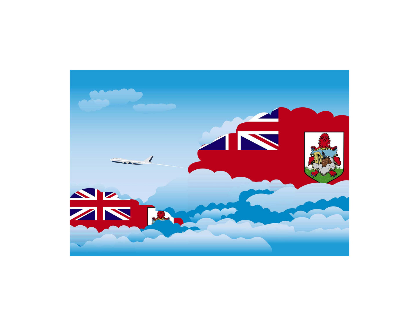 Bermuda Day Clouds Canvas Print Framed