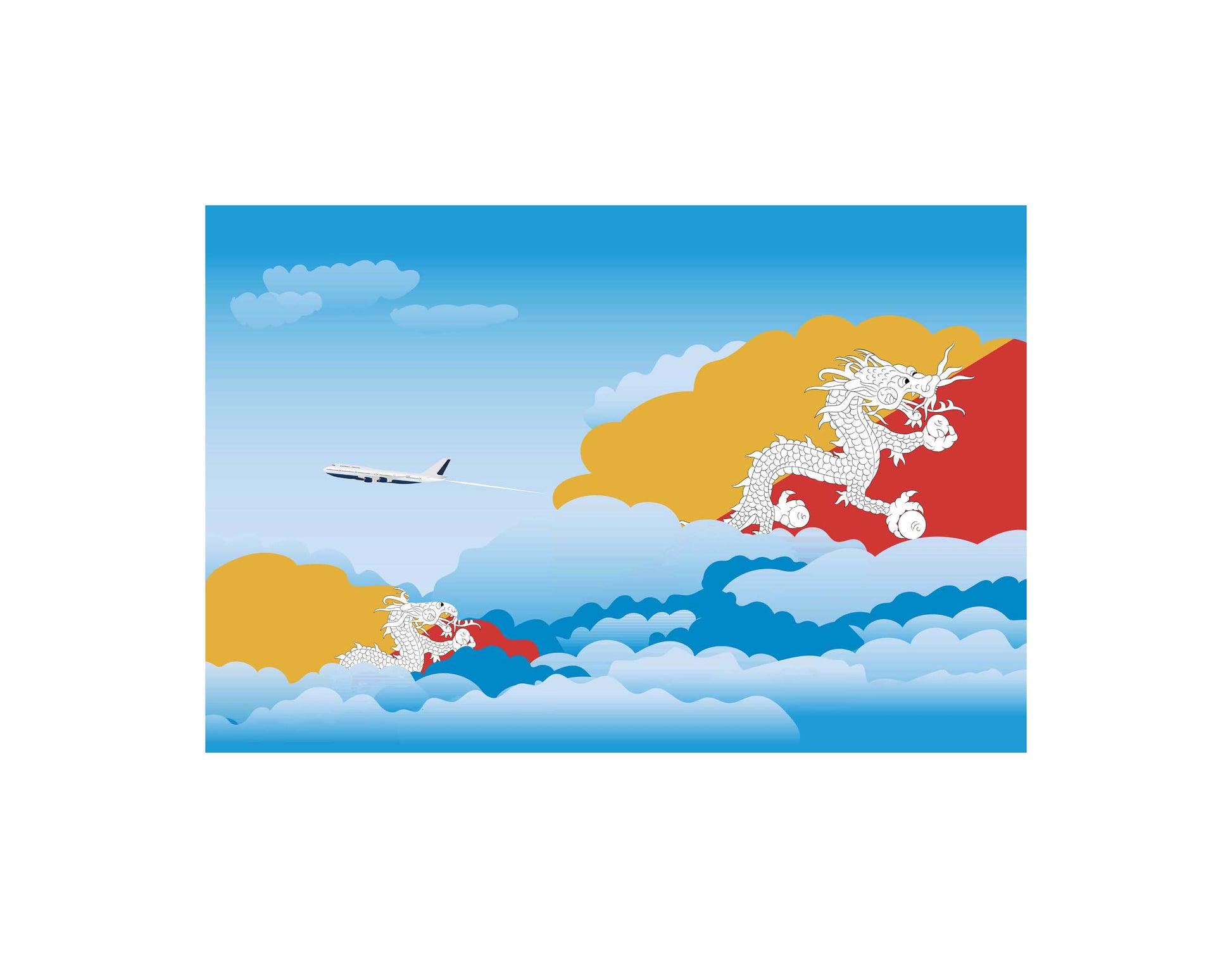 Bhutan Day Clouds Canvas Print Framed