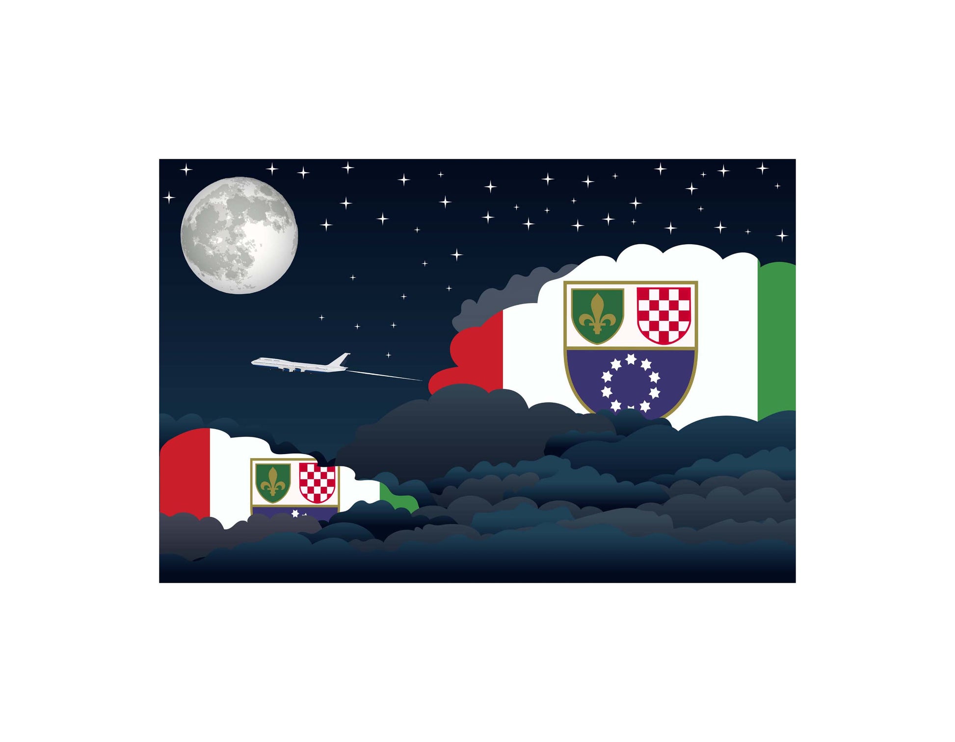 Bosnia and Herzegovina, Federation of Night Clouds Canvas Print Framed