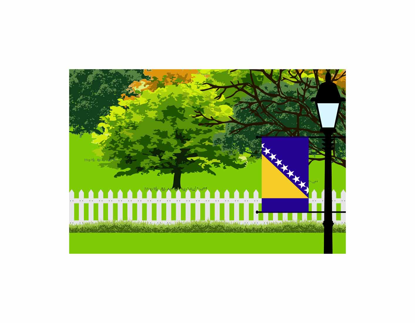 Bosnia and Herzegovina Trees Street Lamp Canvas Print Framed