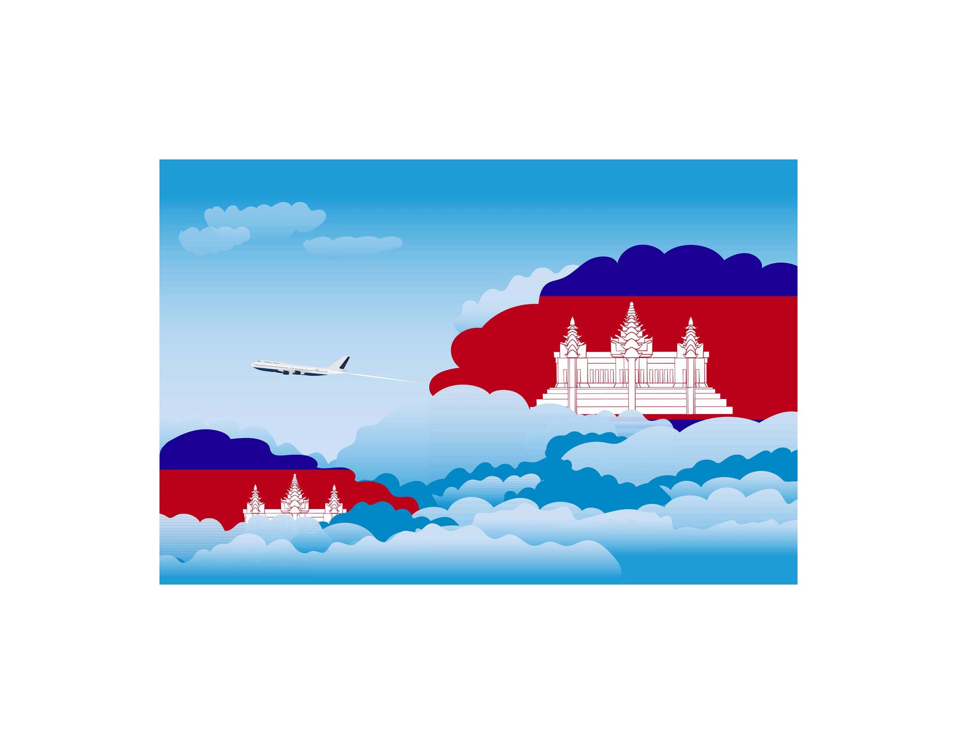 Cambodia Day Clouds Canvas Print Framed