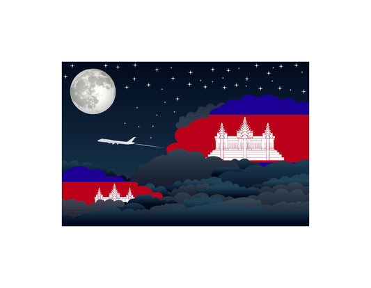 Cambodia Night Clouds Canvas Print Framed