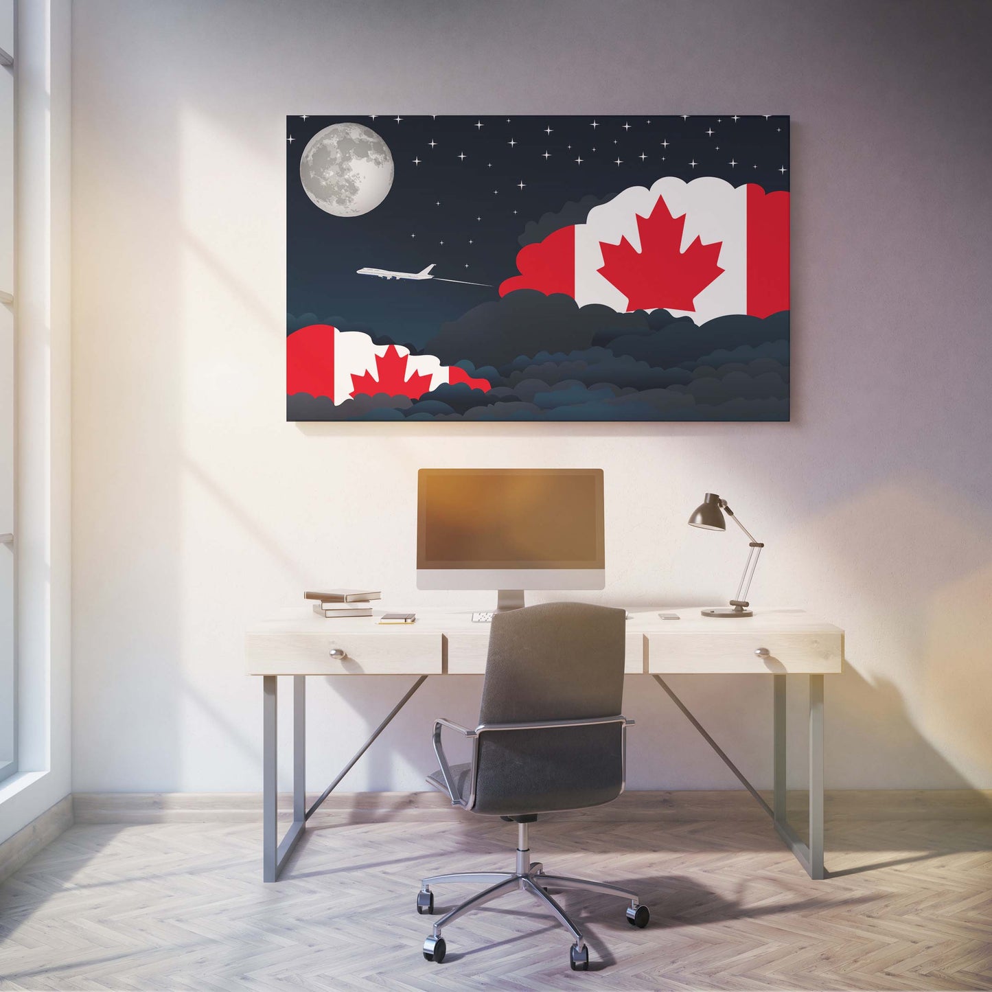 Canada Night Clouds Canvas Print Framed