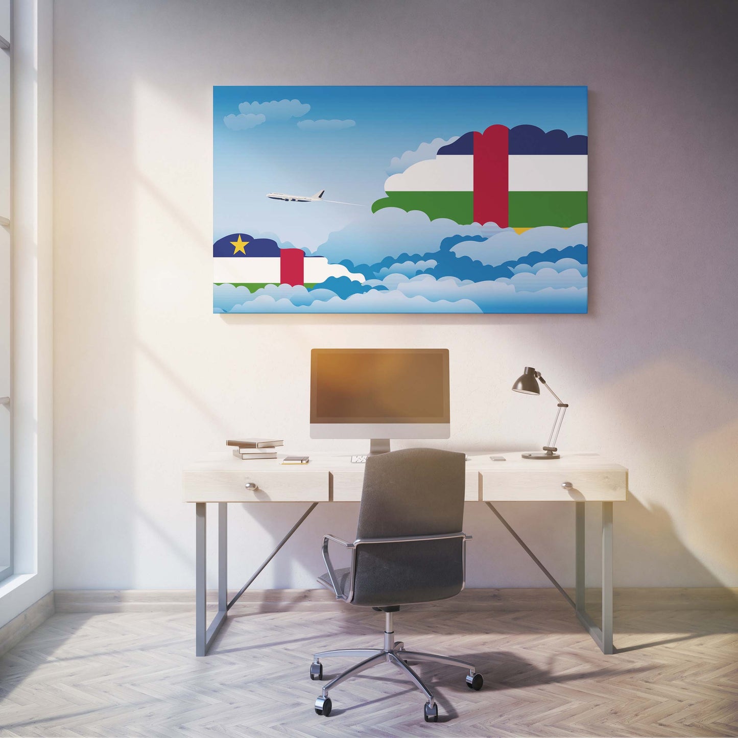 Central African Republic Day Clouds Canvas Print Framed