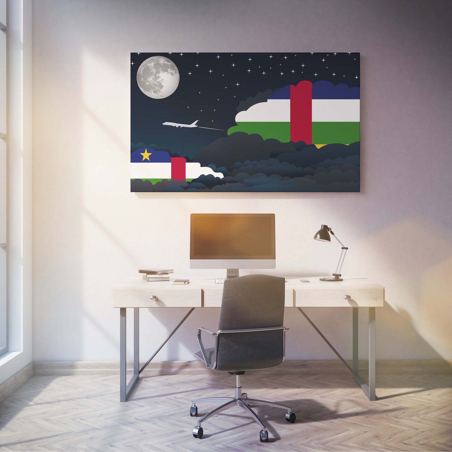 Central African Republic Night Clouds Canvas Print Framed