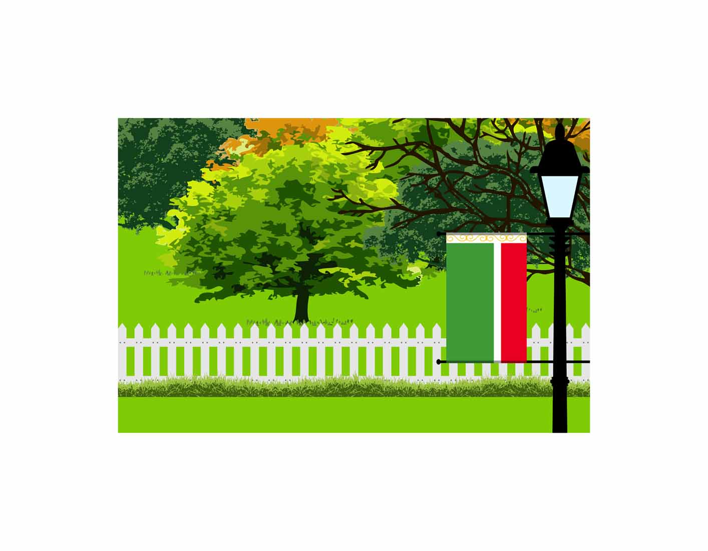 Chechen Republic Trees Street Lamp Canvas Print Framed