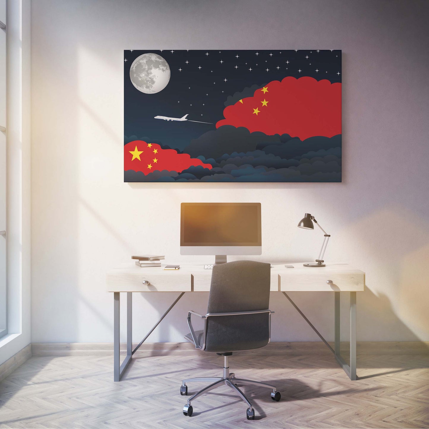 China Night Clouds Canvas Print Framed