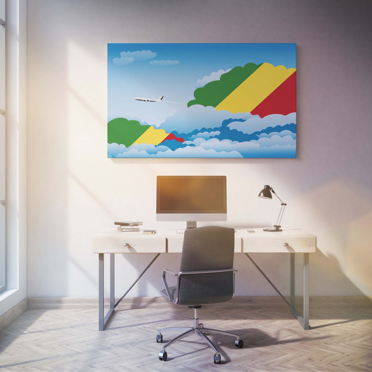 Congo Republic of the Day Clouds Canvas Print Framed