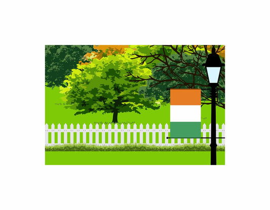 Cote D'Ivoire Trees Street Lamp Canvas Print Framed