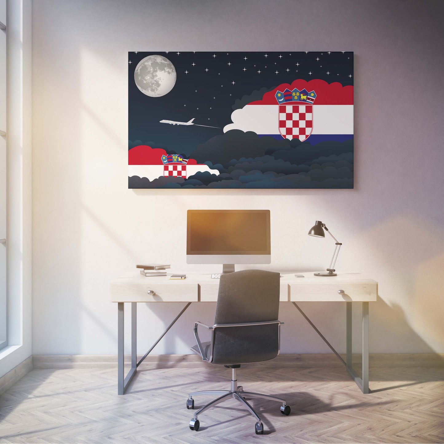 Croatia Night Clouds Canvas Print Framed