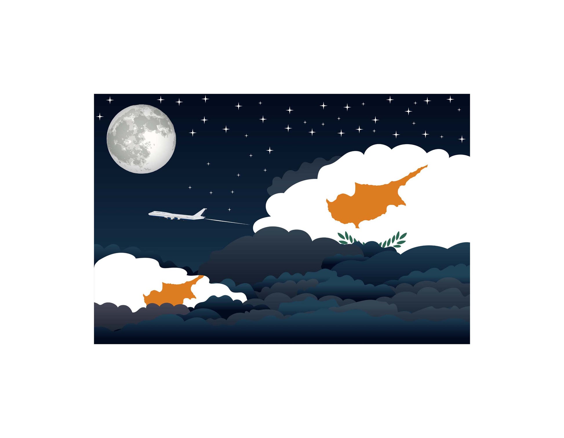 Cyprus Night Clouds Canvas Print Framed