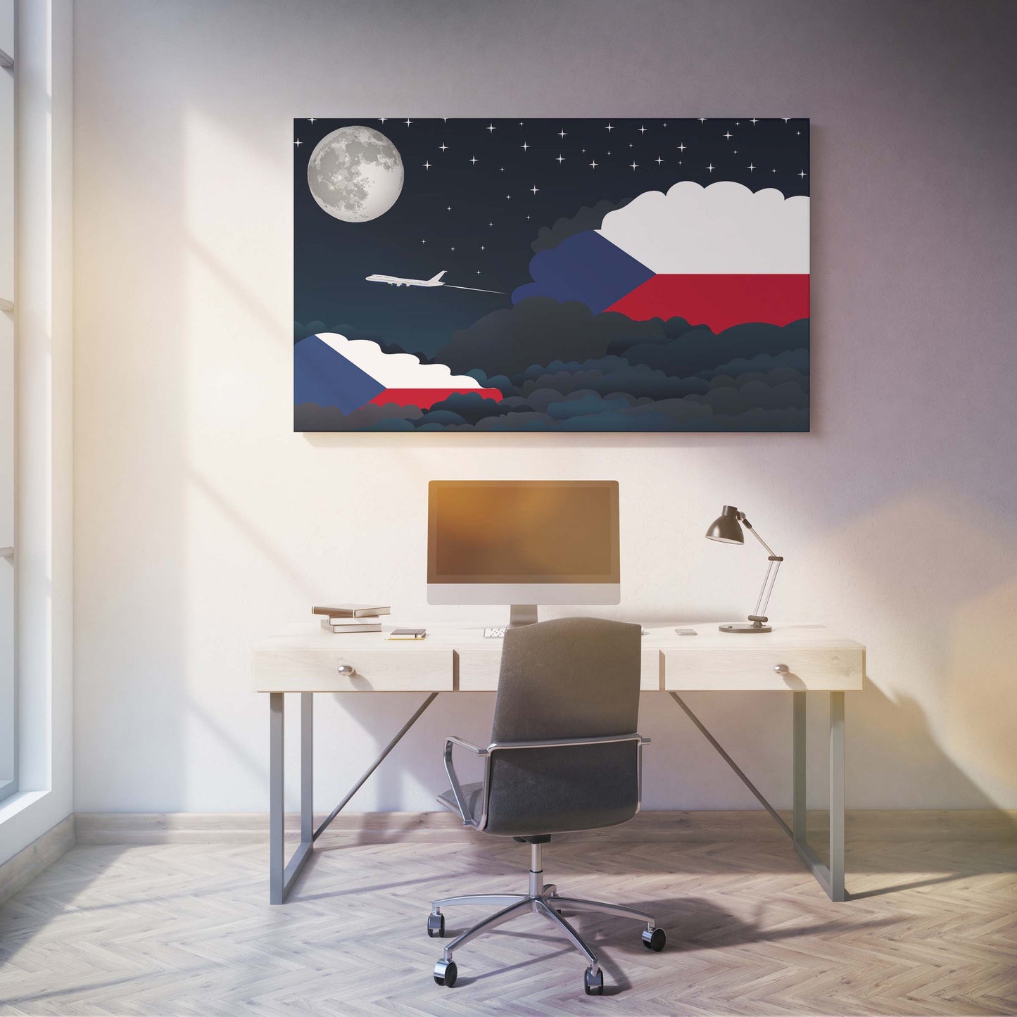 Czech Republic Night Clouds Canvas Print Framed