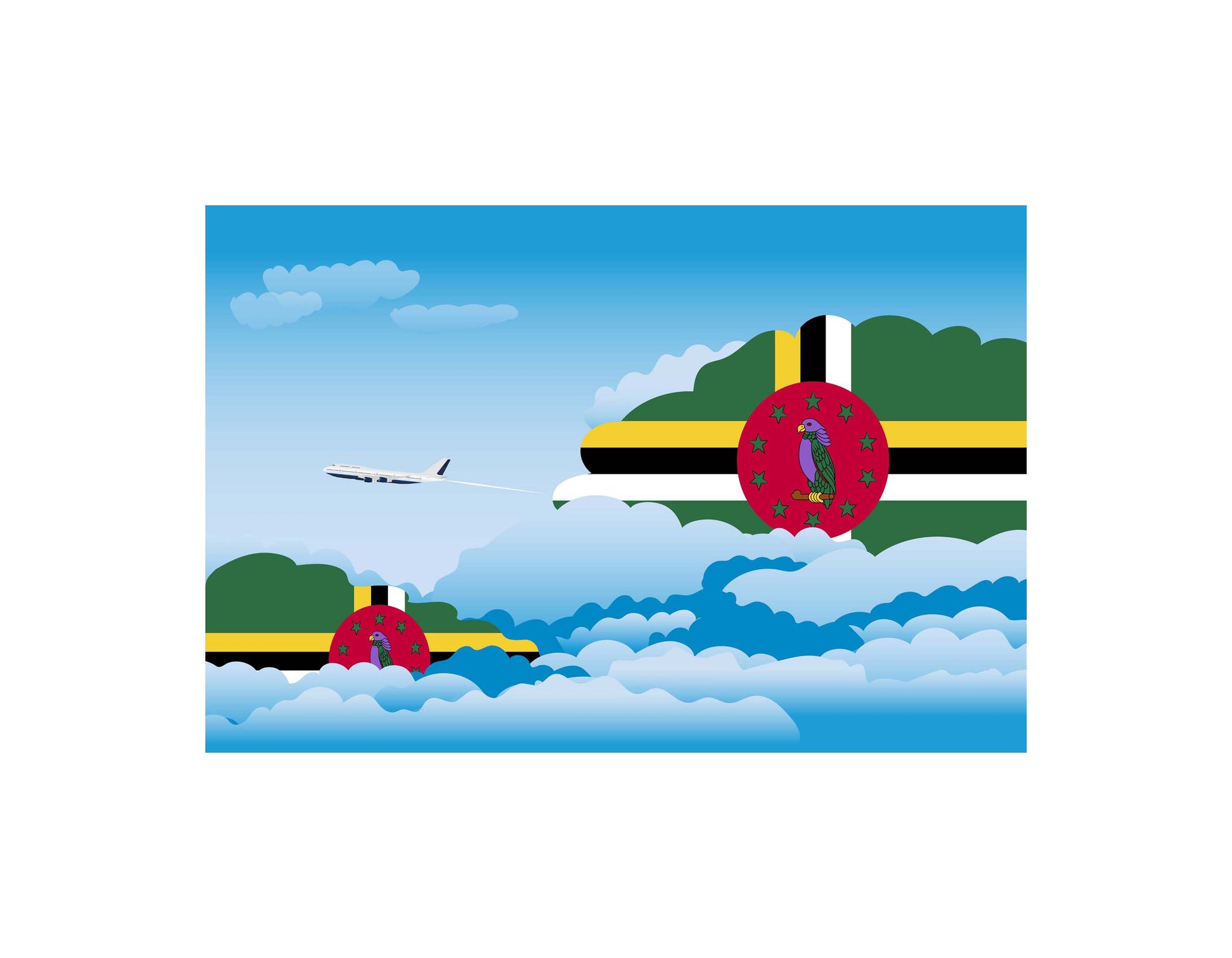 Dominica Day Clouds Canvas Print Framed