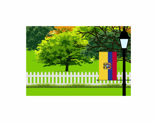 Ecuador Trees Street Lamp Canvas Print Framed