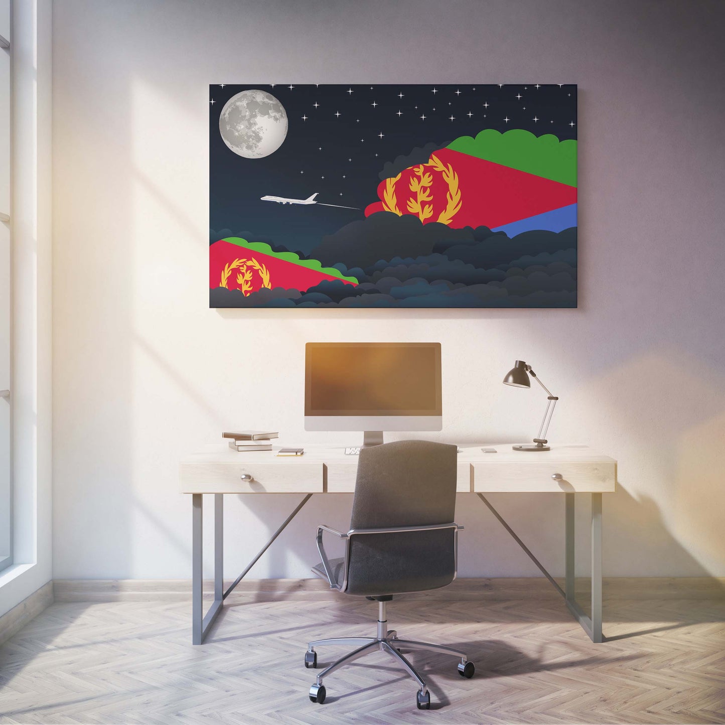 Eritrea Night Clouds Canvas Print Framed