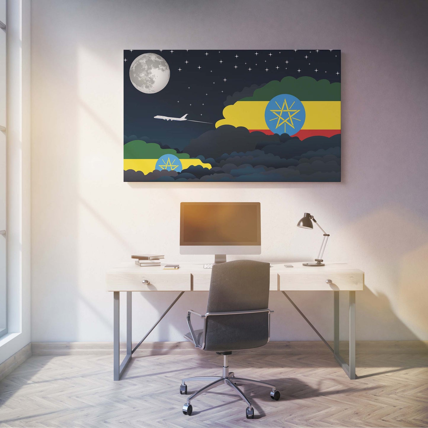 Ethiopia Night Clouds Canvas Print Framed