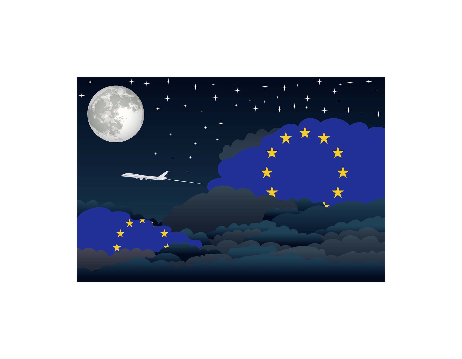 European Union Night Clouds Canvas Print Framed