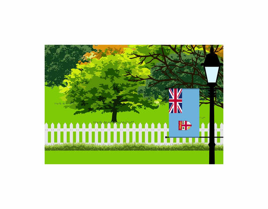 Fiji Trees Street Lamp Canvas Print Framed