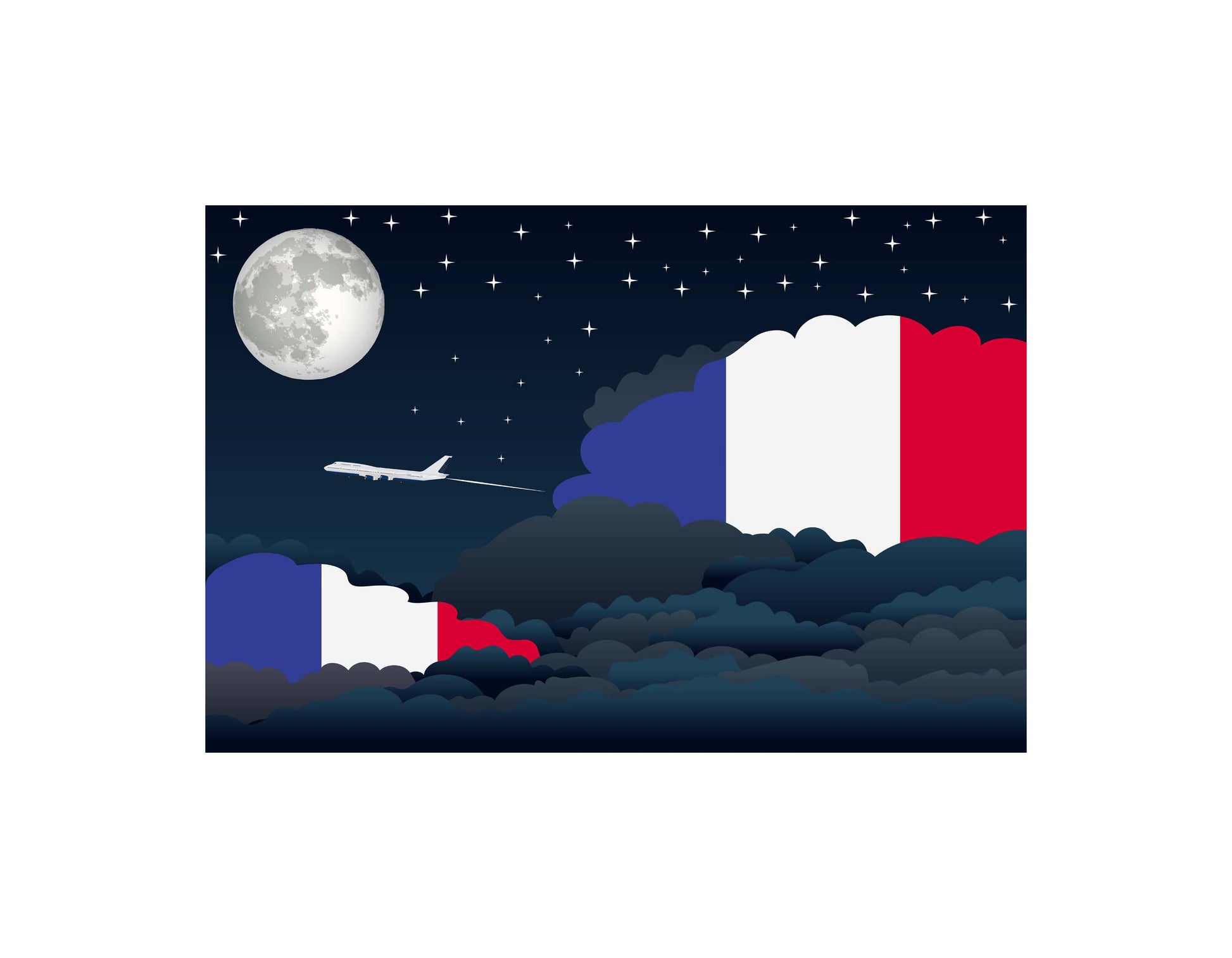 France Night Clouds Canvas Print Framed