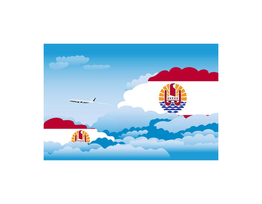 French Polynesia Day Clouds Canvas Print Framed