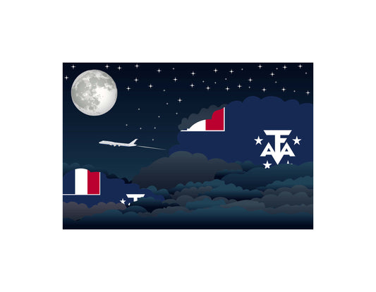 French Southern and Antarctic Lands Night Clouds Canvas Print Framed