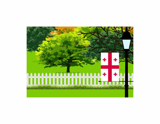 Georgia Trees Street Lamp Canvas Print Framed