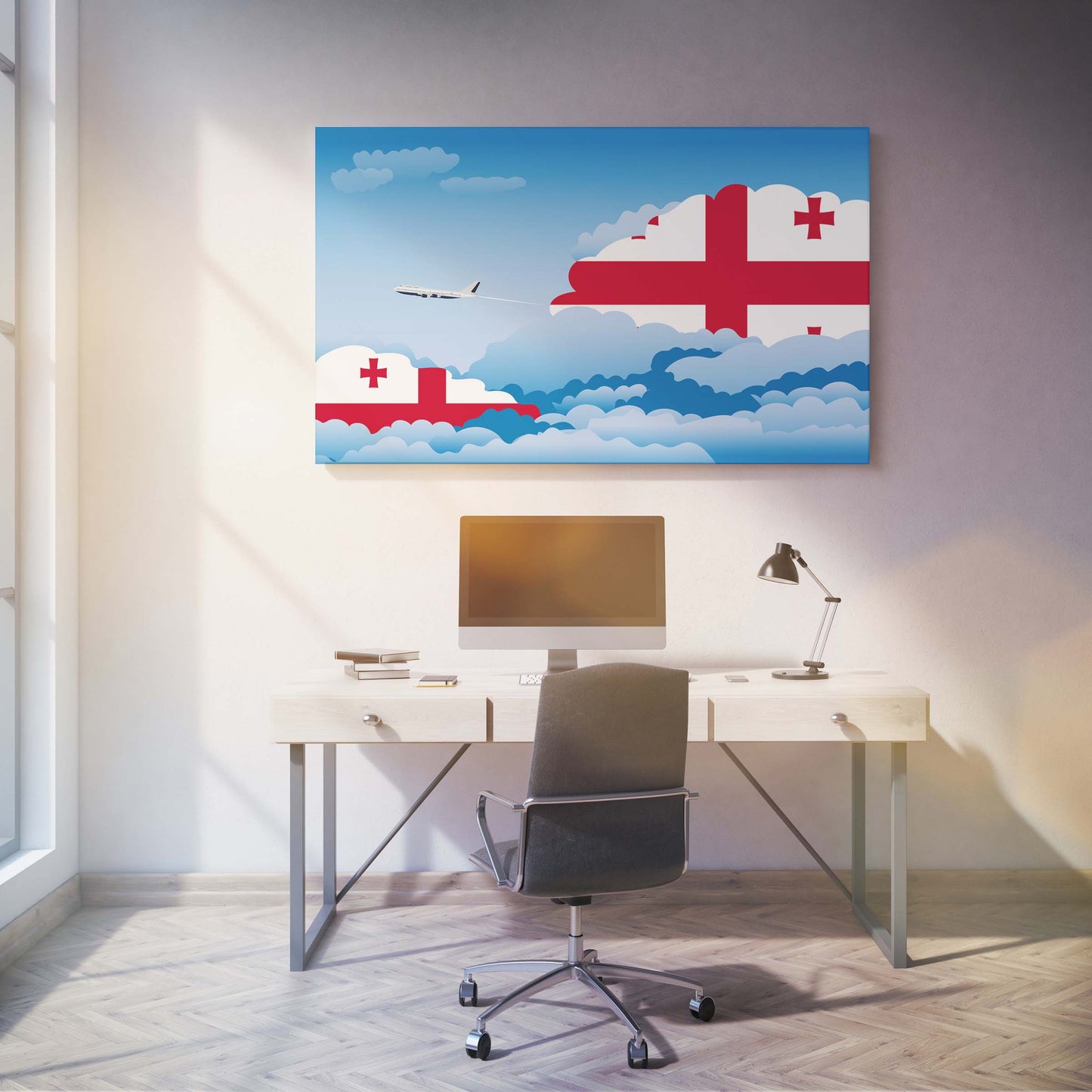 Georgia Day Clouds Canvas Print Framed