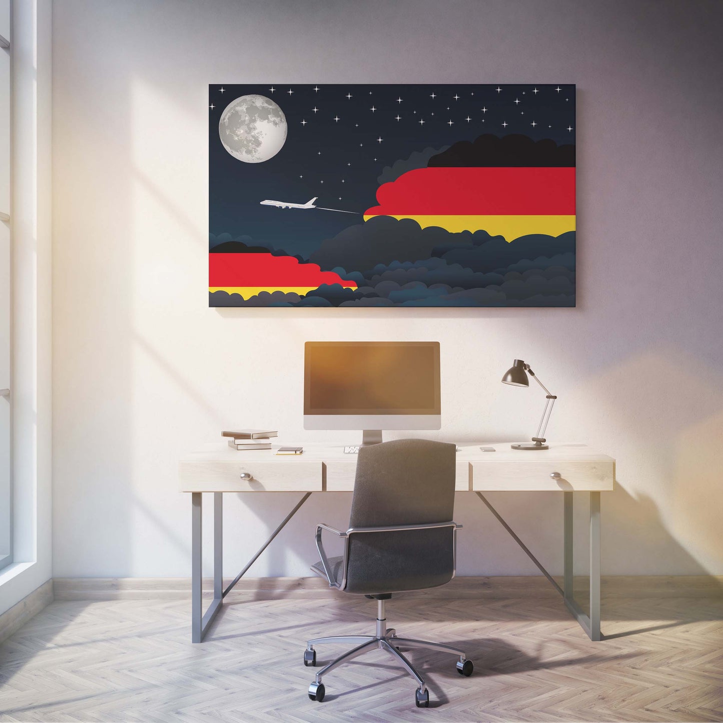 Germany Night Clouds Canvas Print Framed