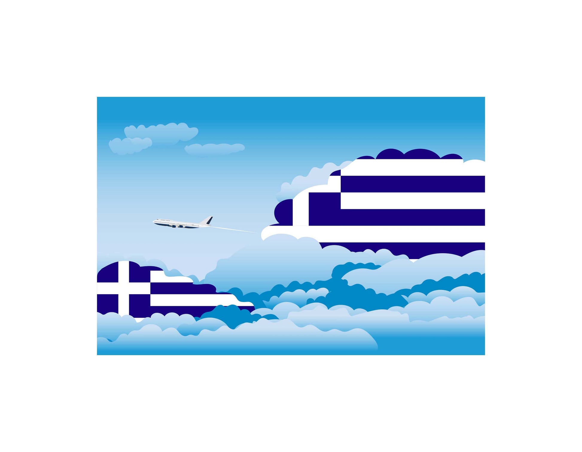 Greece Day Clouds Canvas Print Framed