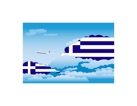 Greece Day Clouds Canvas Print Framed