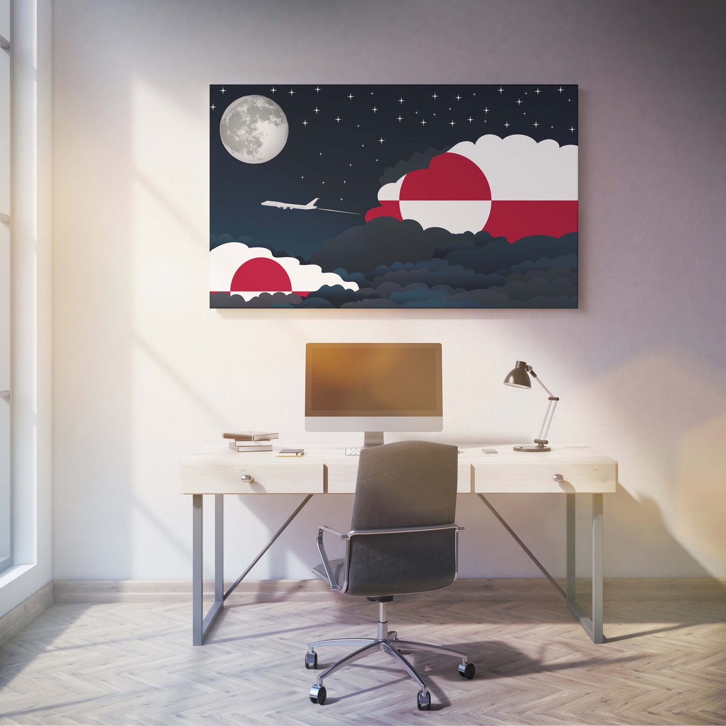 Greenland Night Clouds Canvas Print Framed