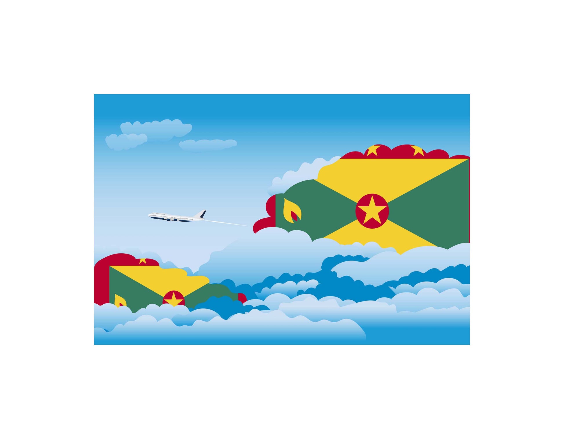 Grenada Day Clouds Canvas Print Framed