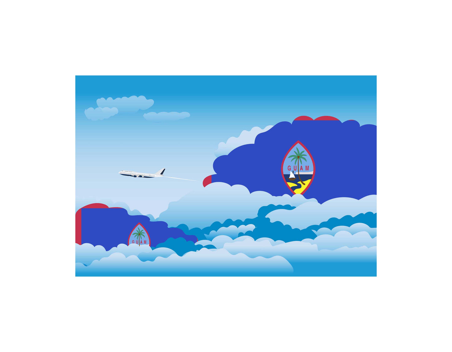 Guam Day Clouds Canvas Print Framed