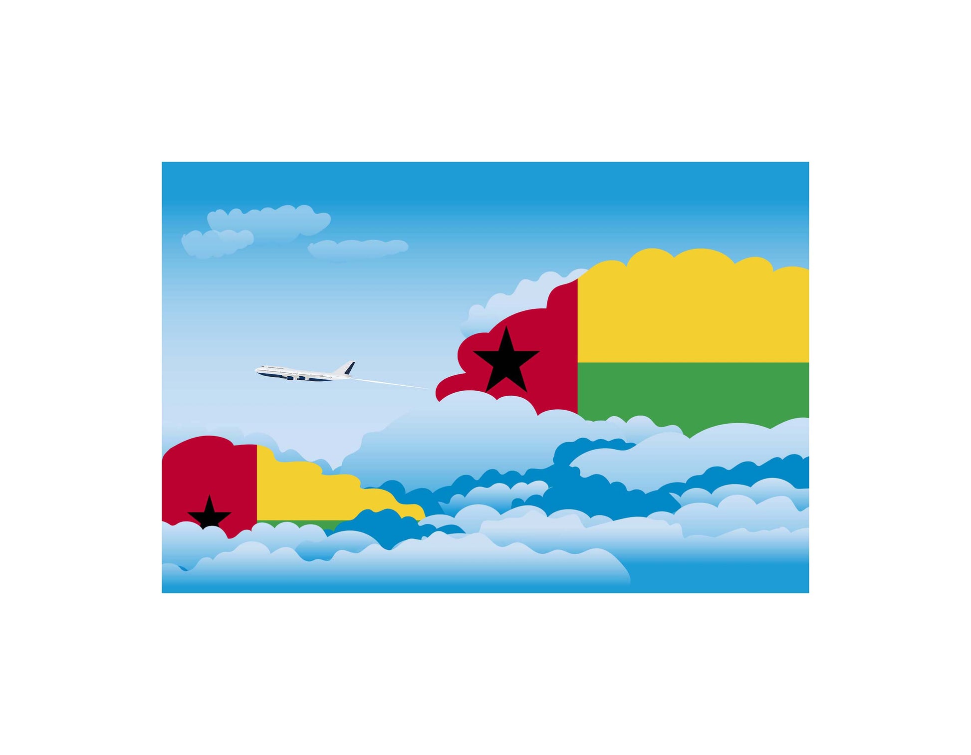 Guinea Day Clouds Canvas Print Framed