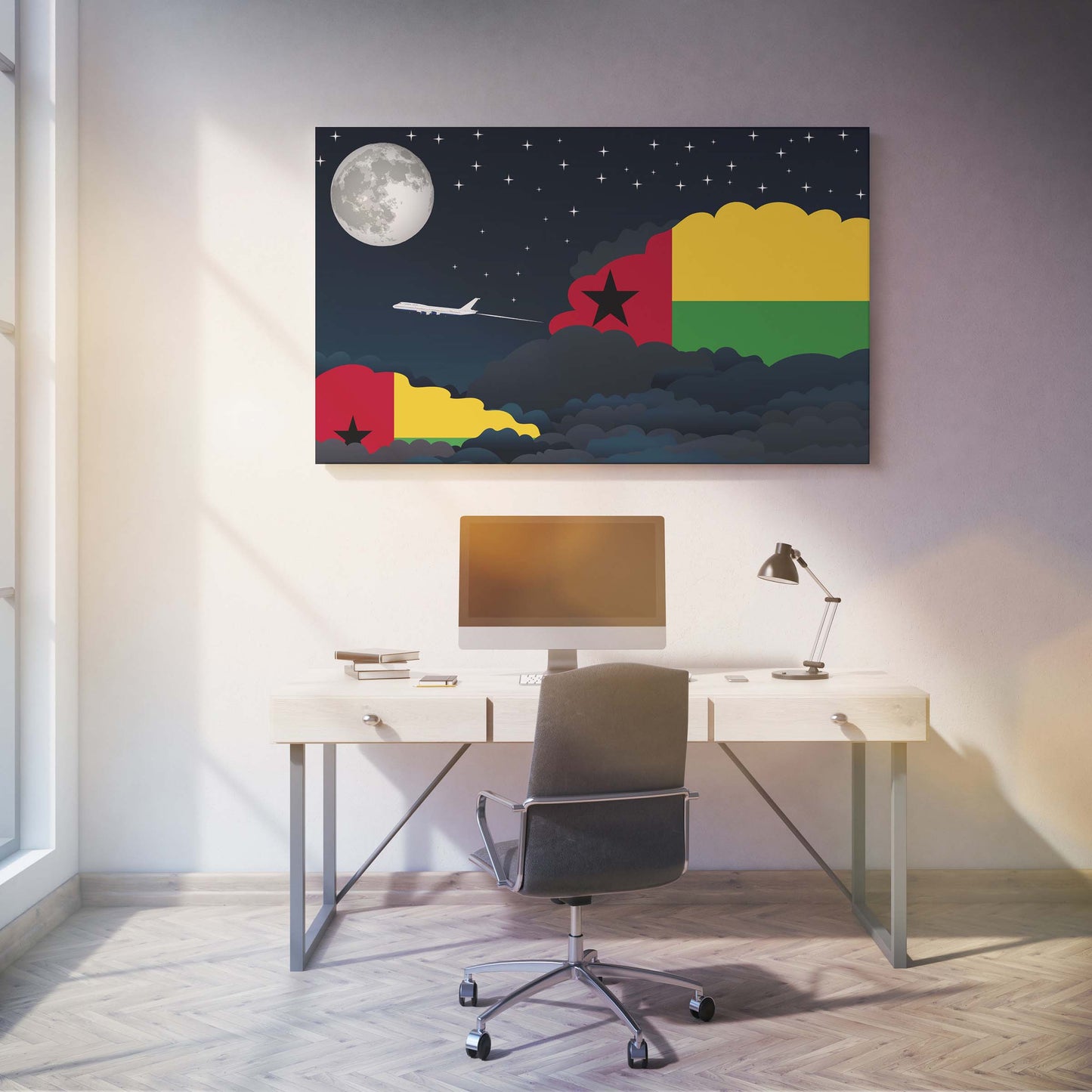 Guinea Night Clouds Canvas Print Framed