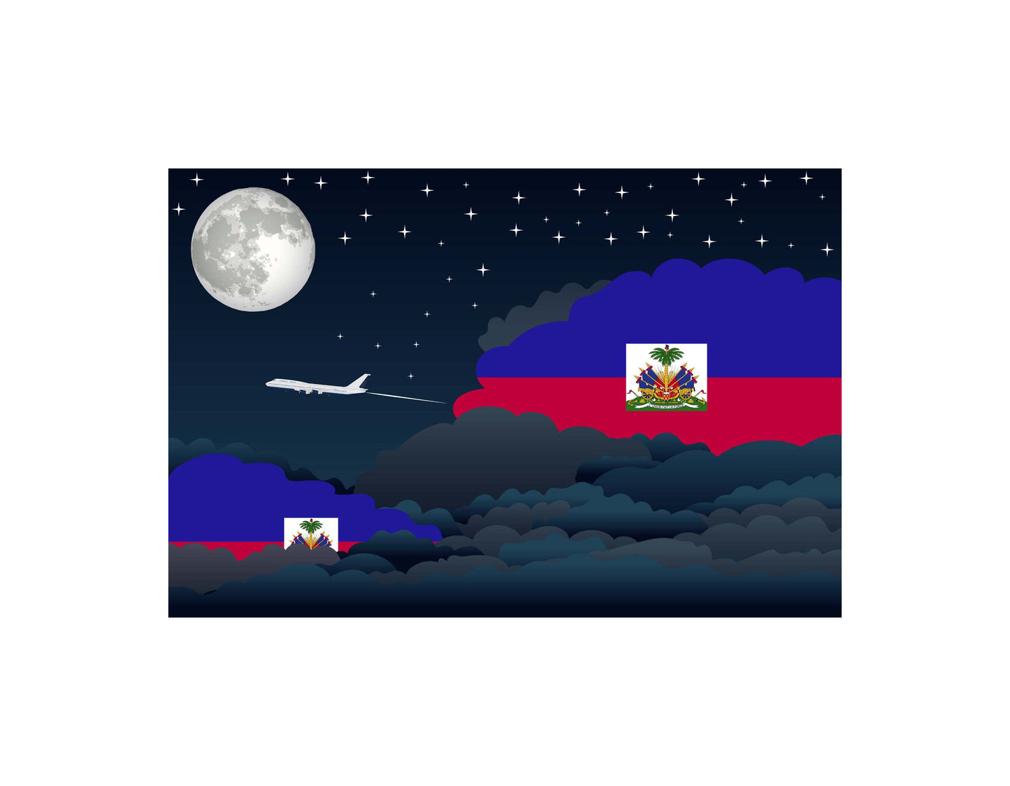 Haiti Night Clouds Canvas Print Framed