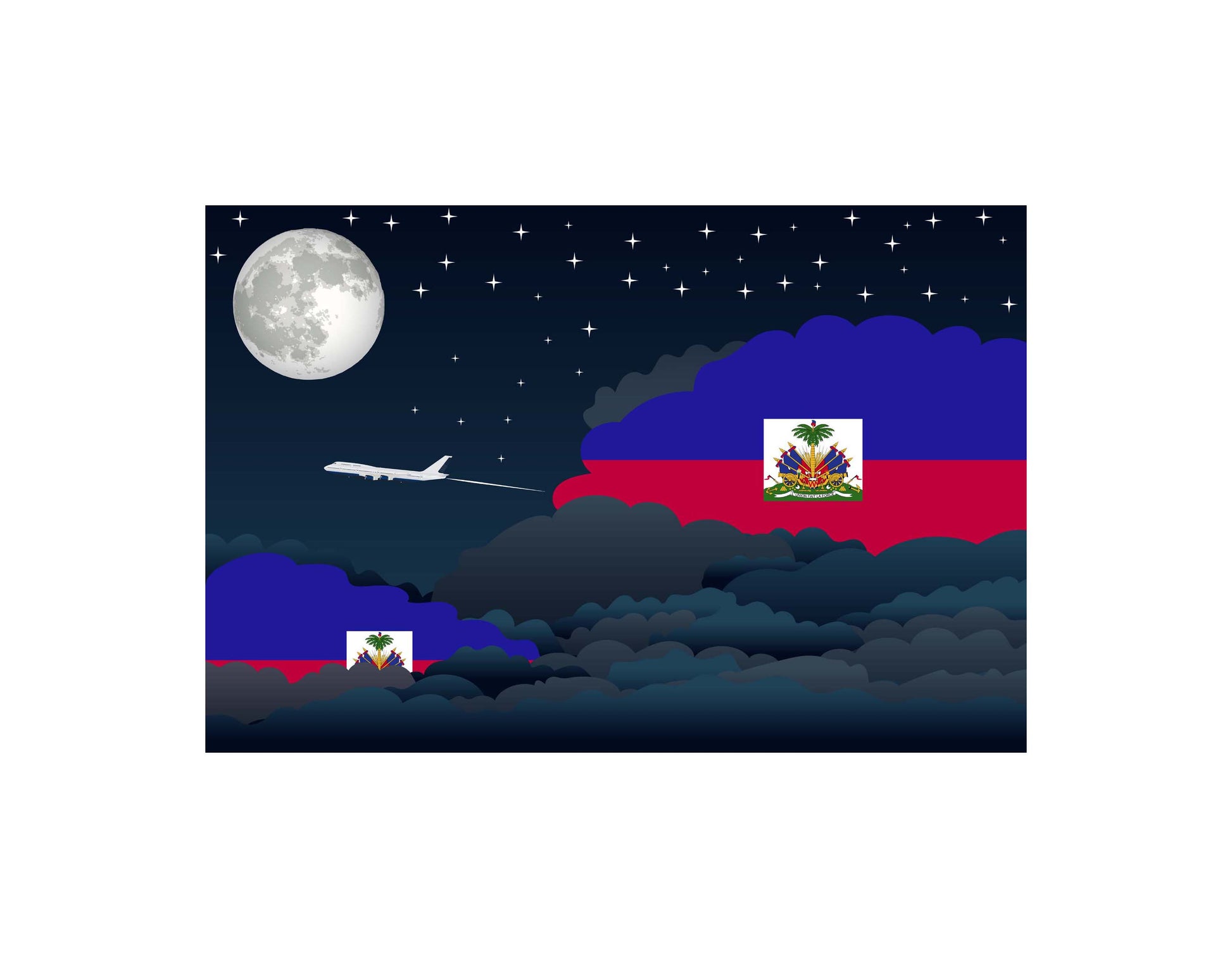 Haiti Night Clouds Canvas Print Framed